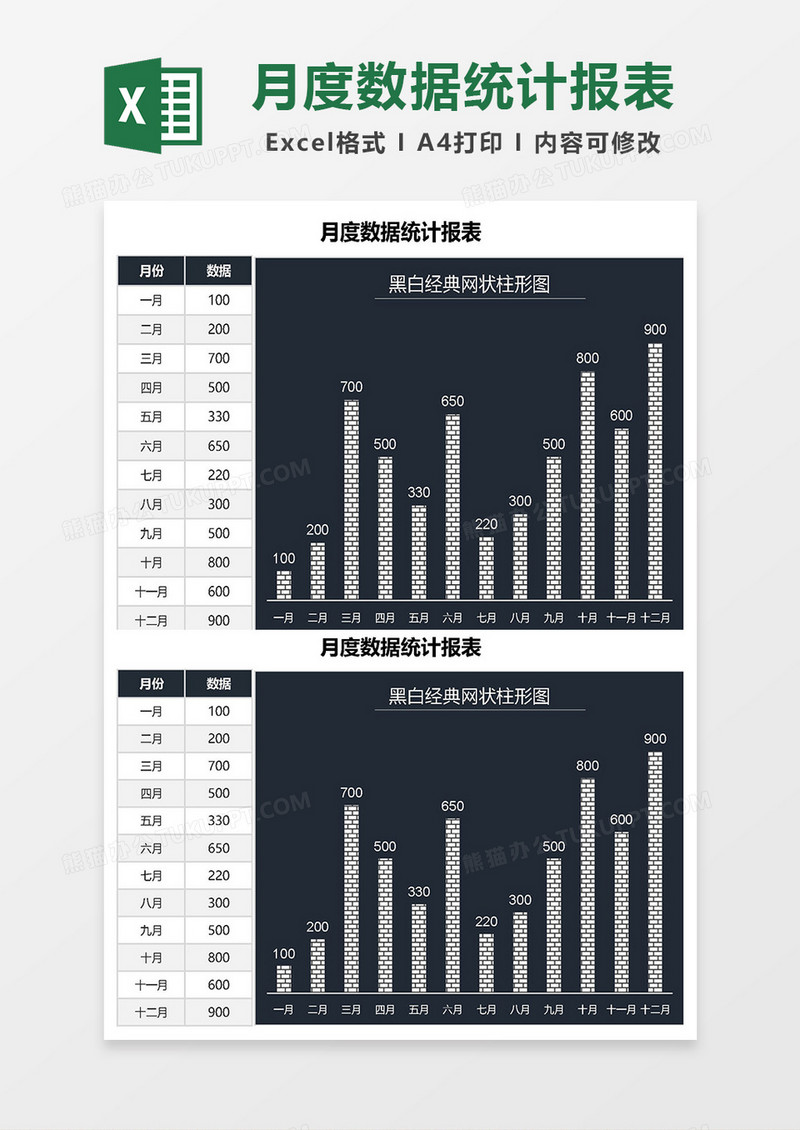 月度数据统计报表Excel模板