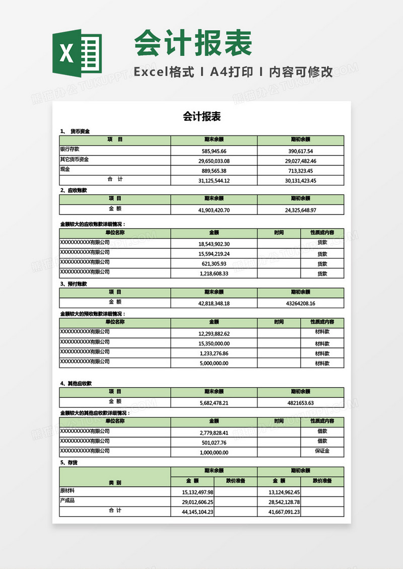 超全面实用财务报表Excel模板