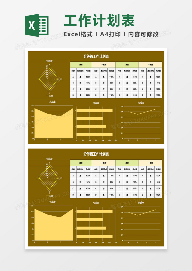 实用分等级工作计划表Excel模板