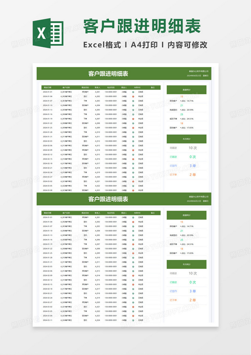 客户跟进明细表excel模板