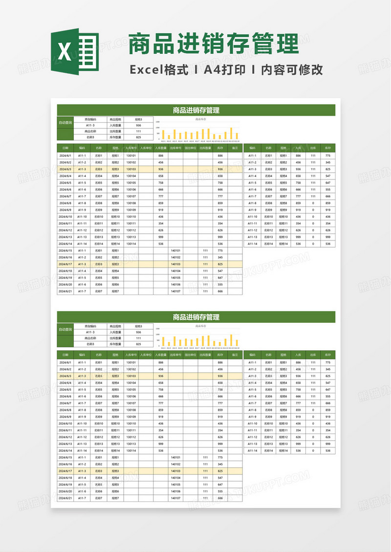 商品进销存管理excel模板