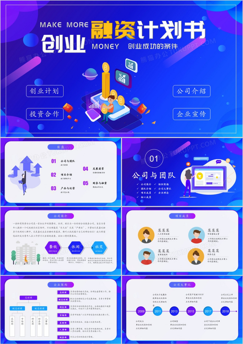 创业融资计划书商业融资理财通用PPT模板