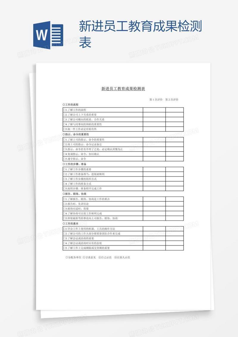 新进员工教育成果检测表