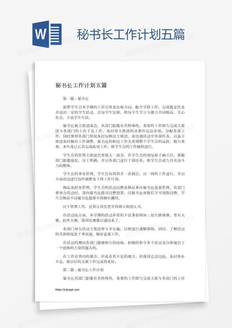 秘书长工作计划五篇