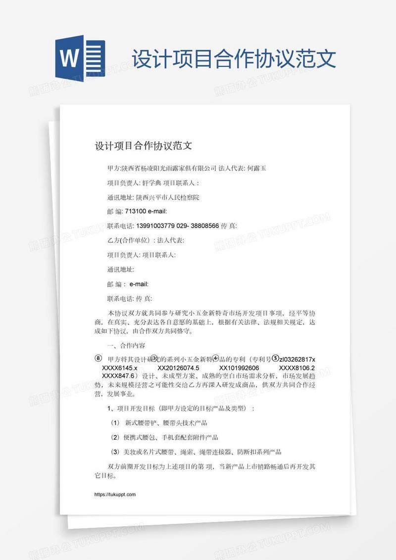 设计项目合作协议范文