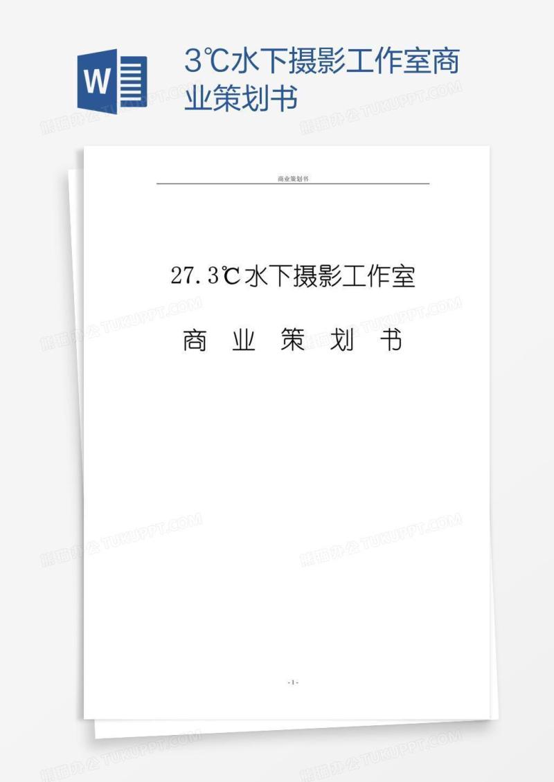 3℃水下摄影工作室商业策划书