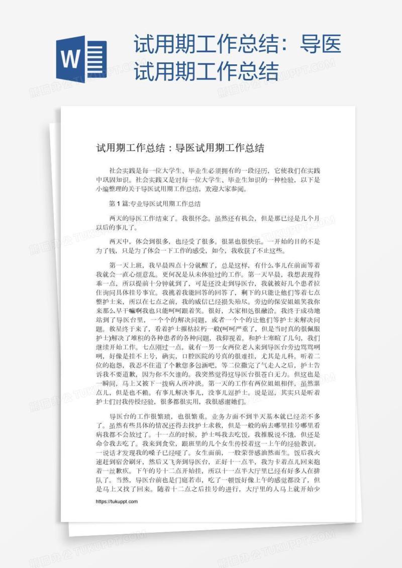 导医试用期工作总结