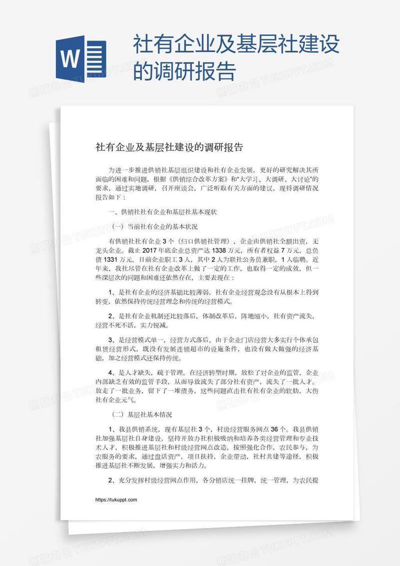 社有企业及基层社建设的调研报告