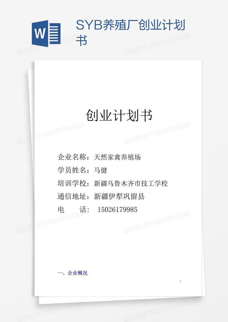 SYB养殖厂创业计划书