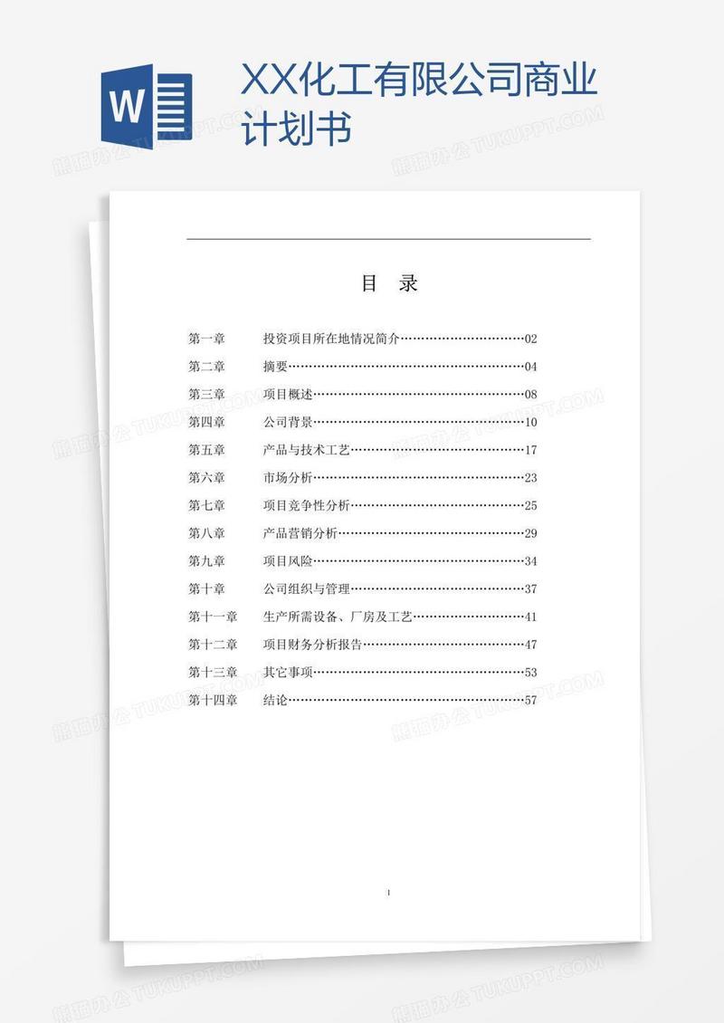 XX化工有限公司商业计划书