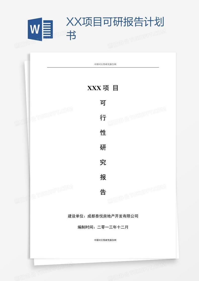 XX项目可研报告计划书