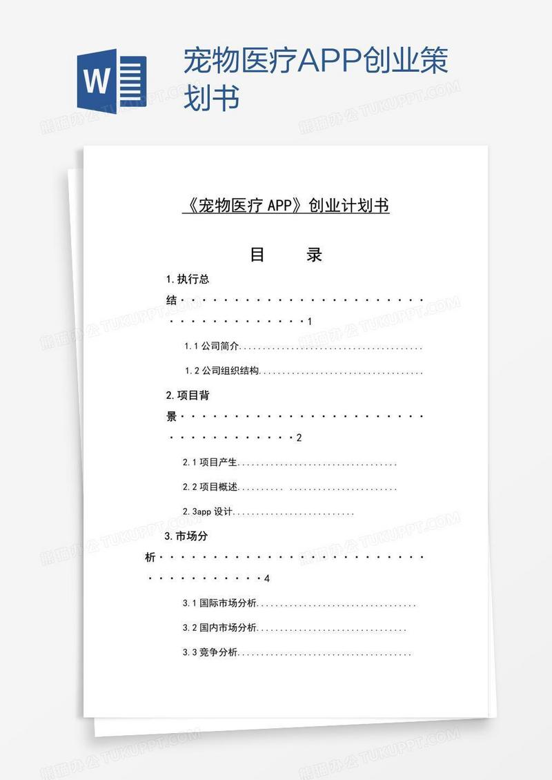 宠物医疗APP创业策划书