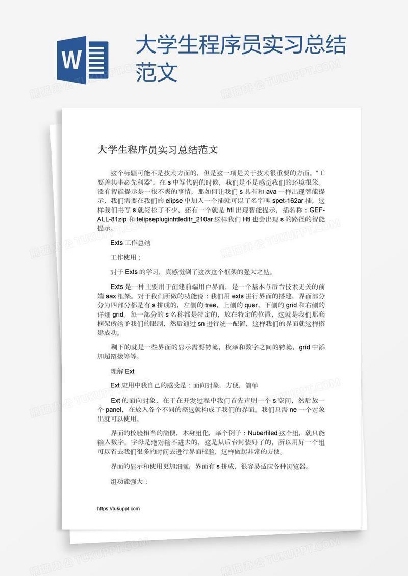 大学生程序员实习总结范文
