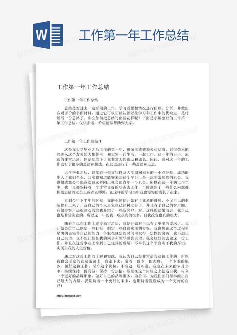工作第一年工作总结