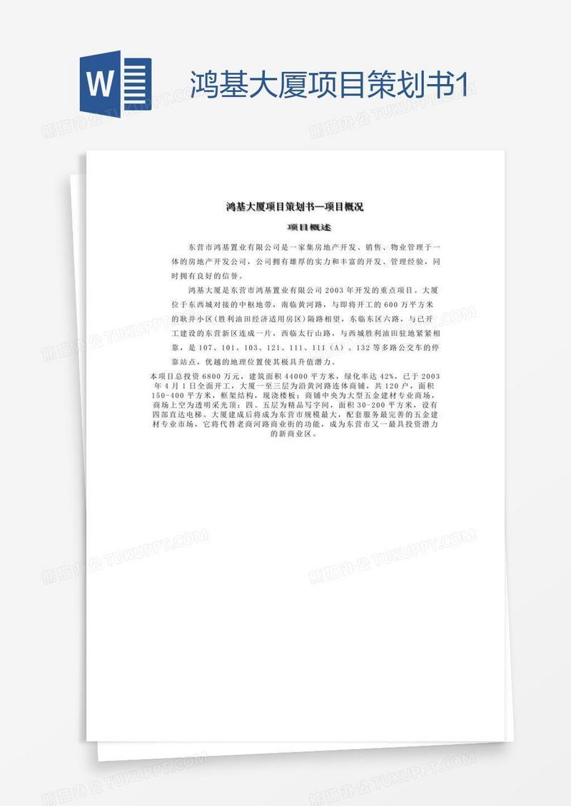 鸿基大厦项目策划书1