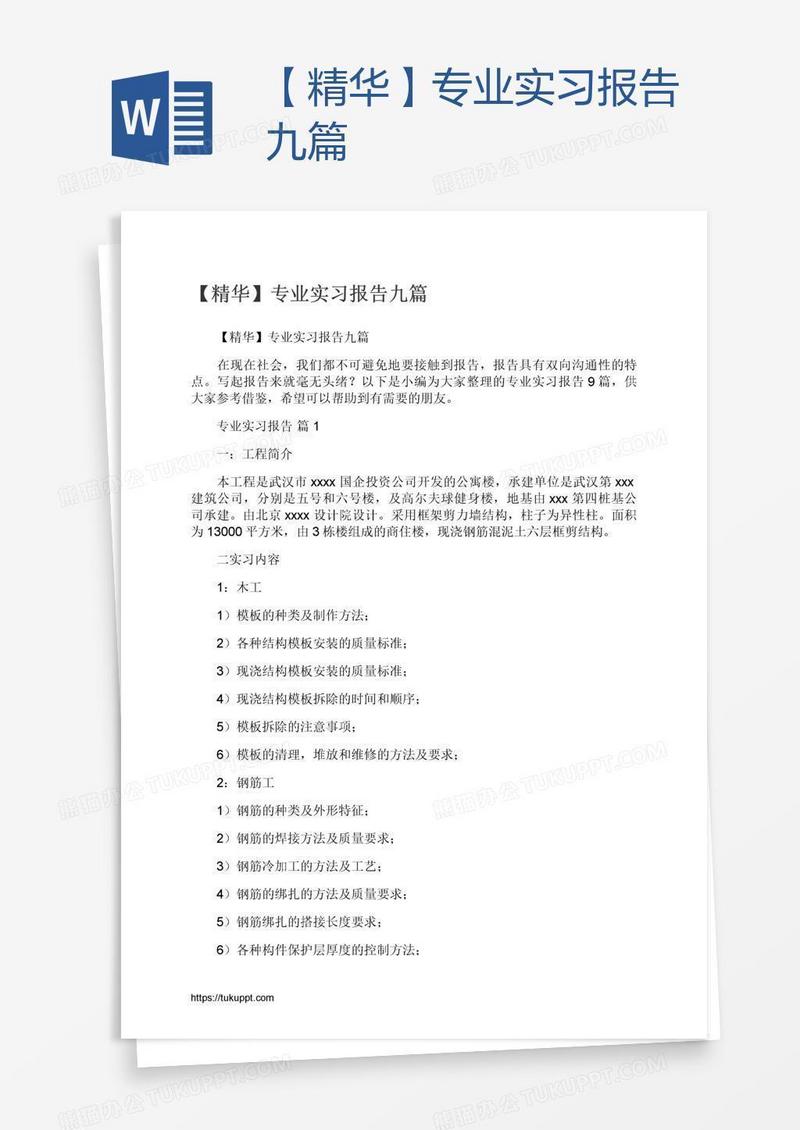【精华】专业实习报告九篇