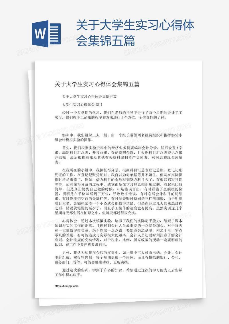 关于大学生实习心得体会集锦五篇