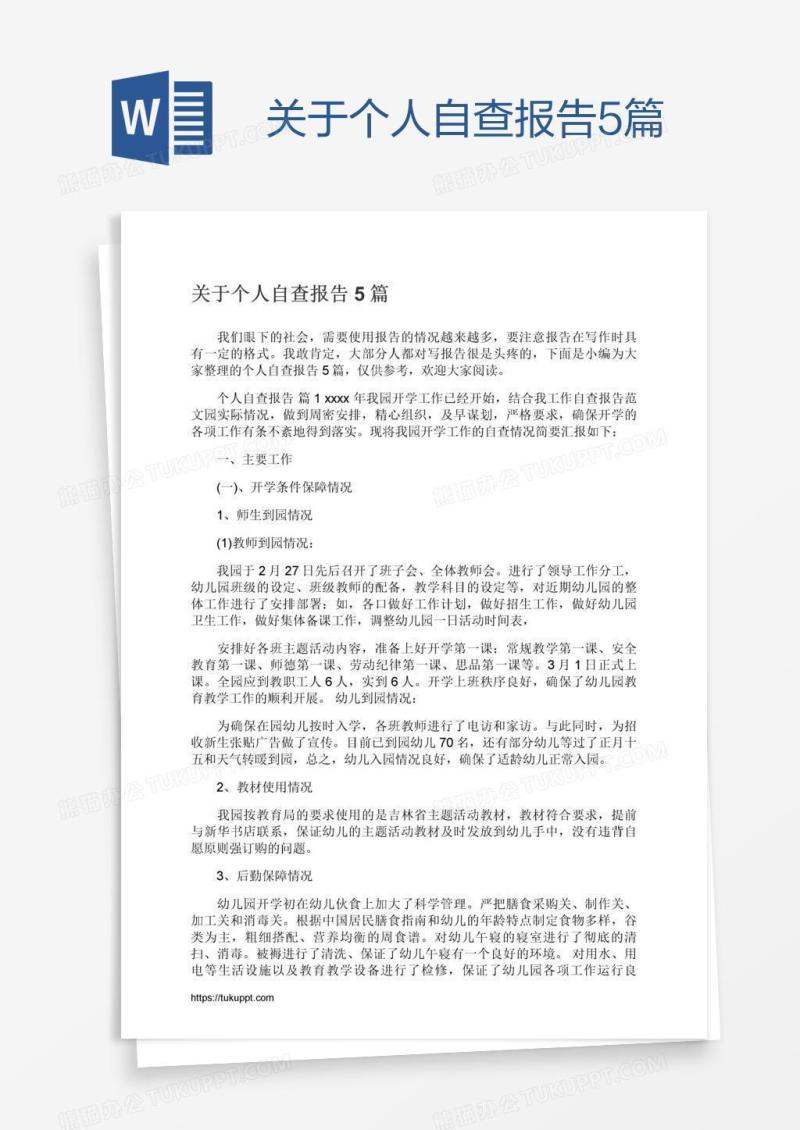 关于个人自查报告5篇