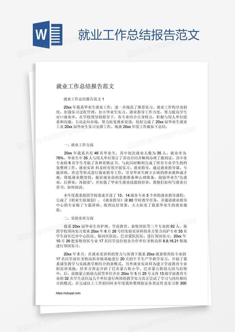 就业工作总结报告范文