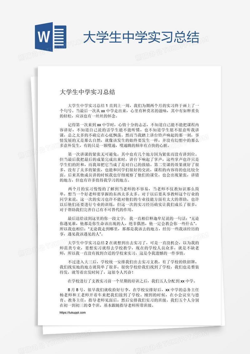 大学生中学实习总结