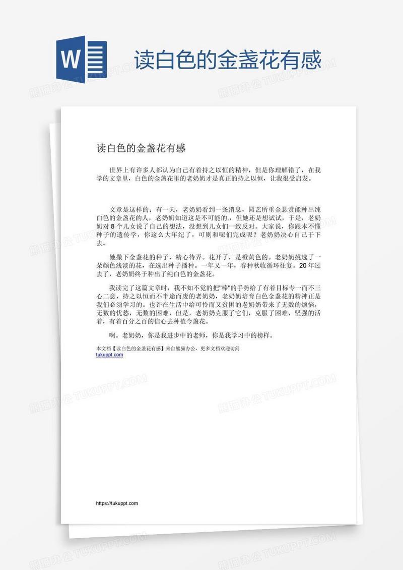 读白色的金盏花有感