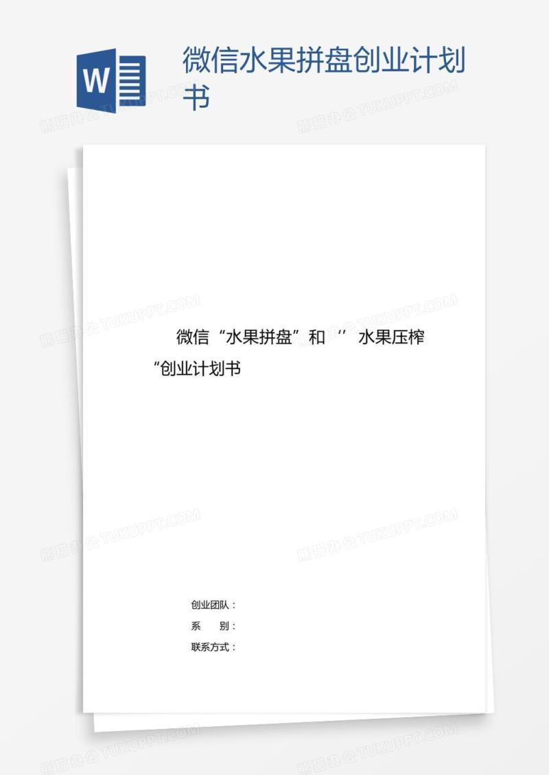 微信水果拼盘创业计划书
