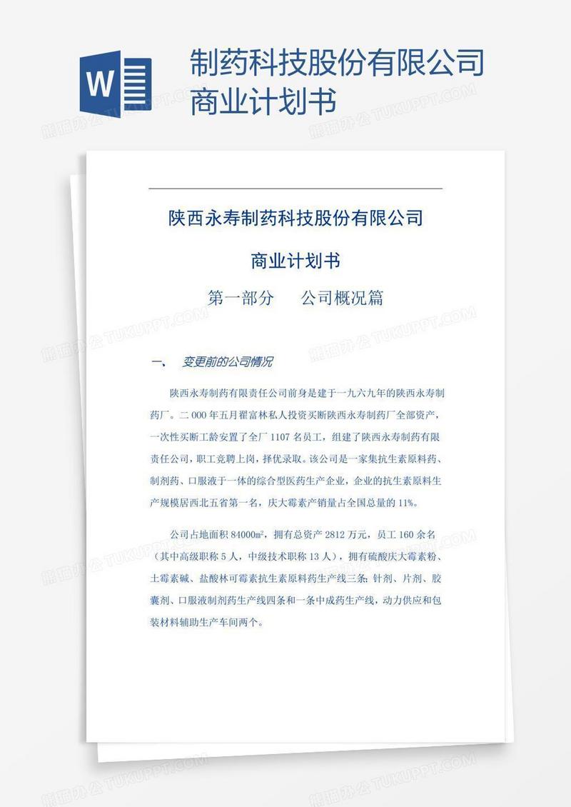 制药科技股份有限公司商业计划书