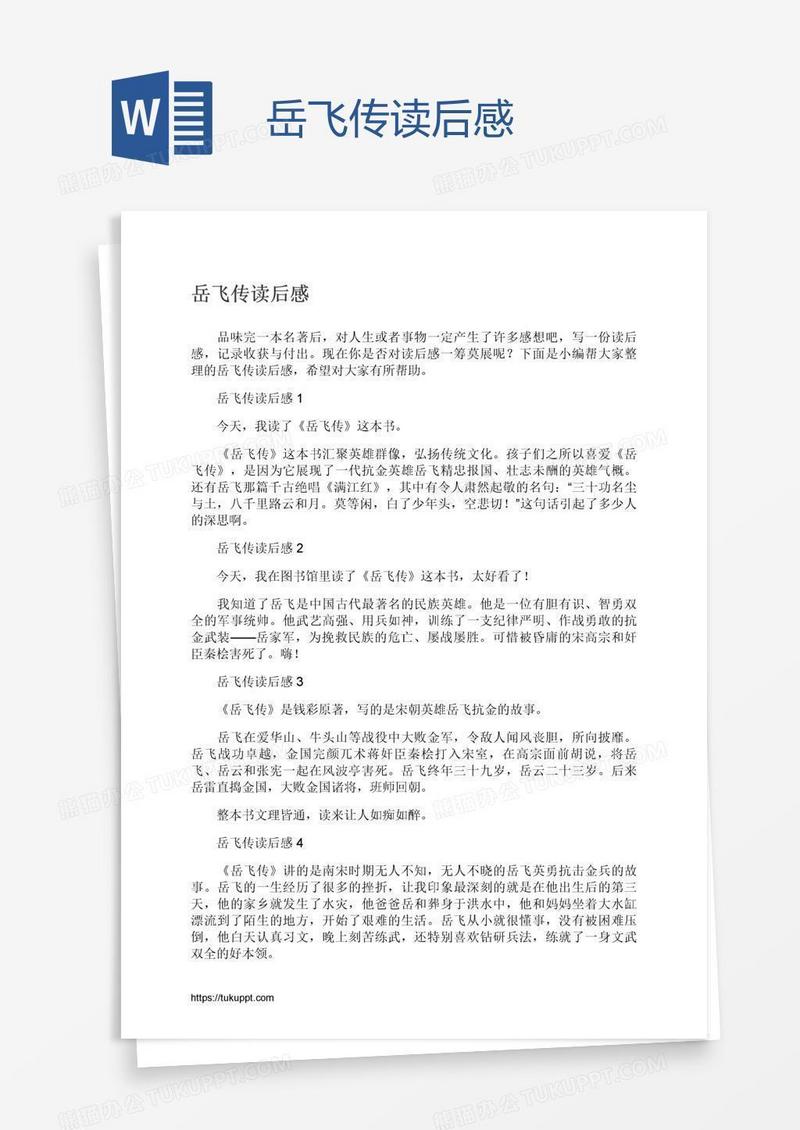 岳飞传读后感