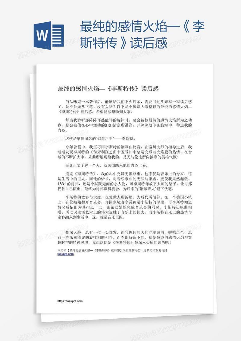 最纯的感情火焰—《李斯特传》读后感