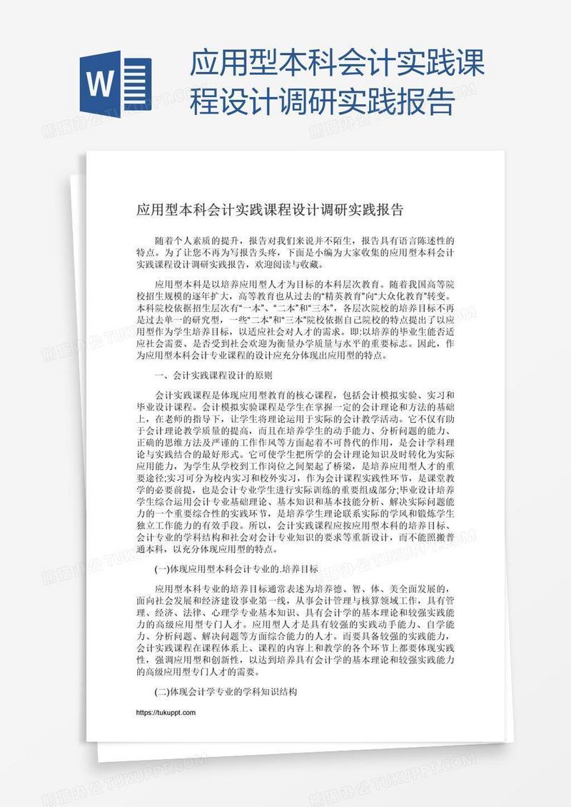 应用型本科会计实践课程设计调研实践报告