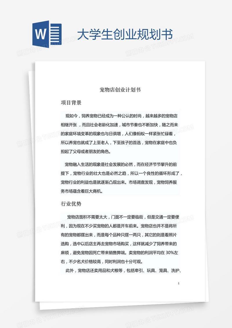 大学生创业规划书