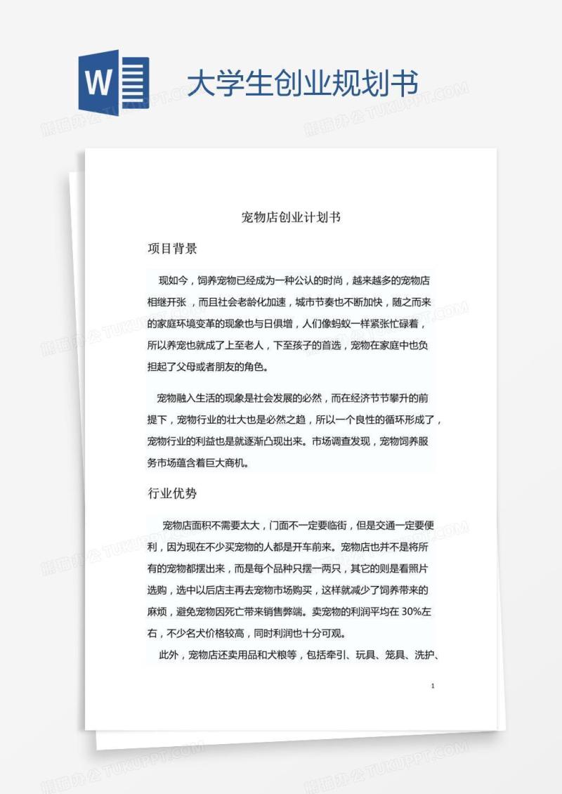 大学生创业规划书