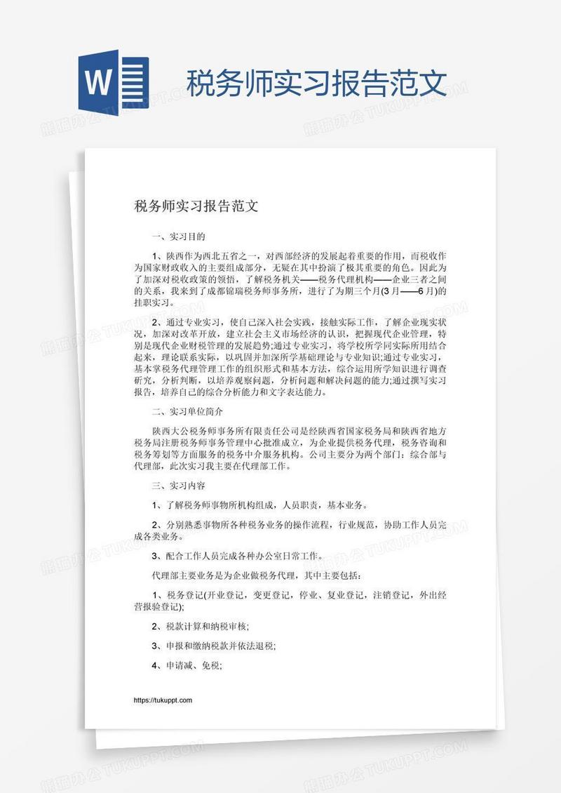 税务师实习报告范文