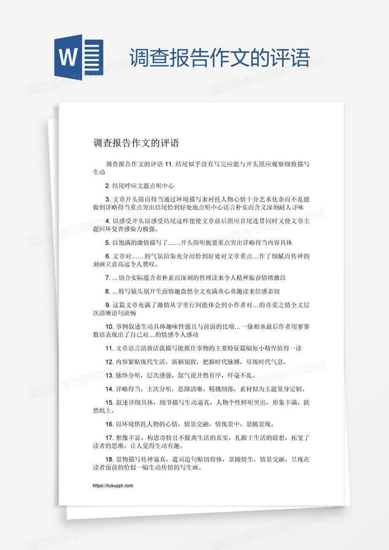 调查报告作文的评语