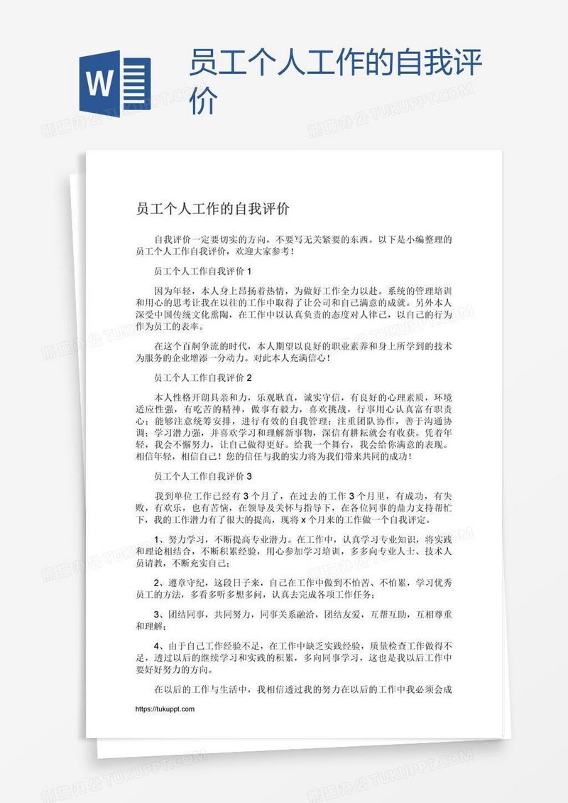 员工个人工作的自我评价