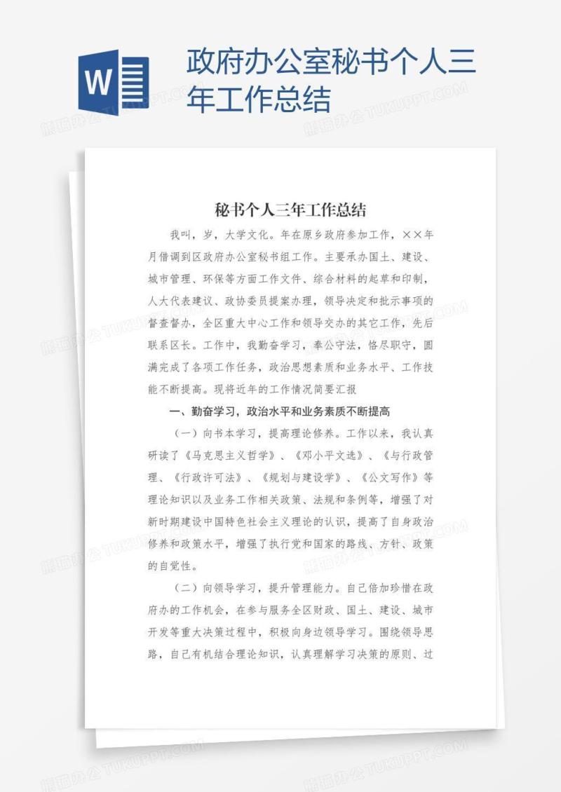 政府办公室秘书个人三年工作总结