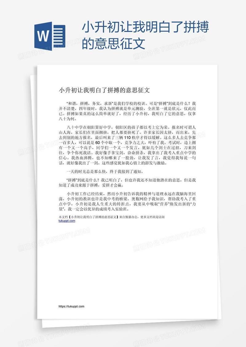 小升初让我明白了拼搏的意思征文