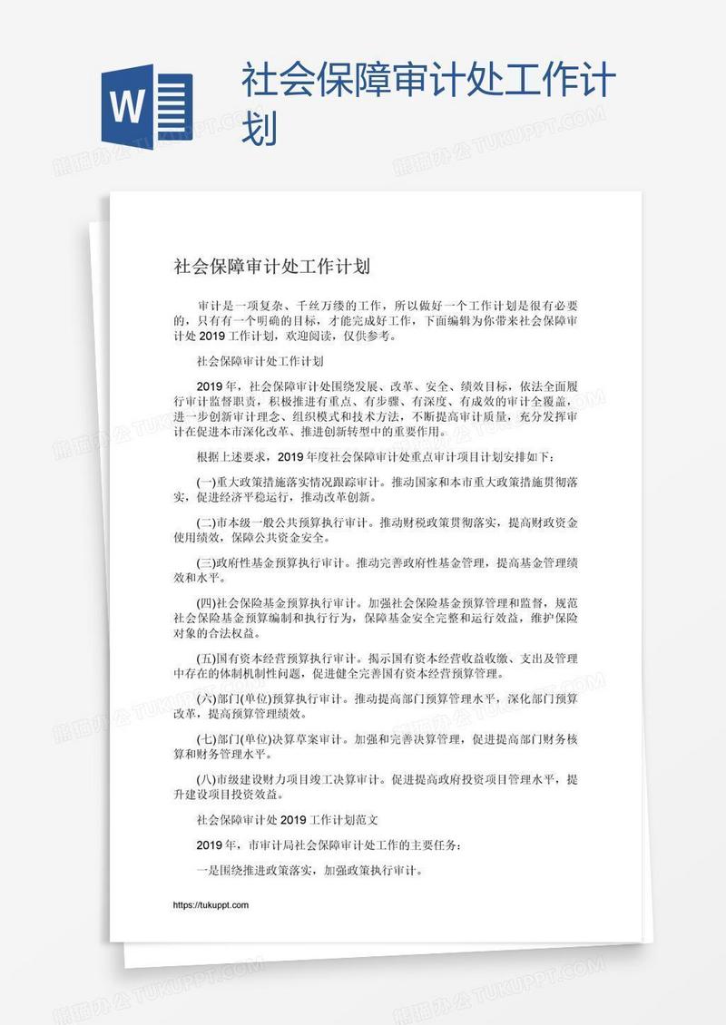 社会保障审计处工作计划