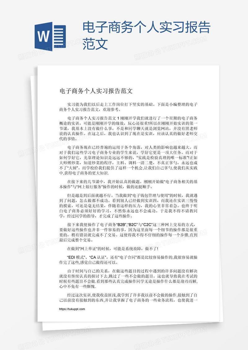 电子商务个人实习报告范文