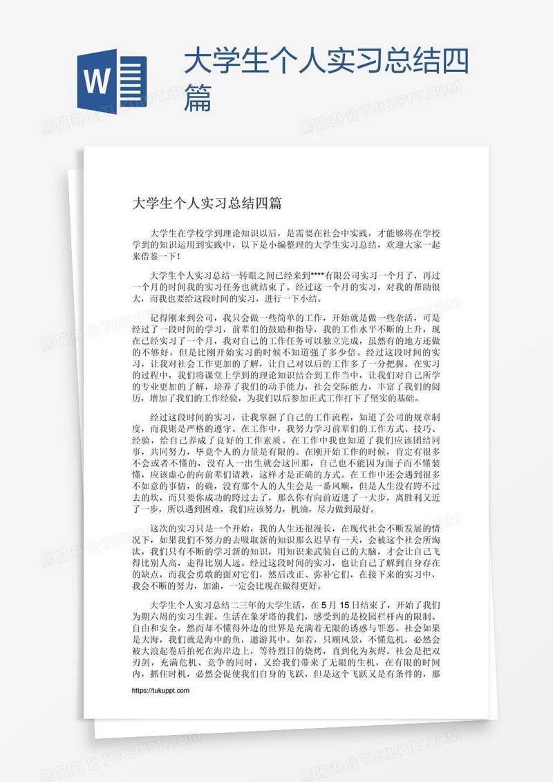 大学生个人实习总结四篇