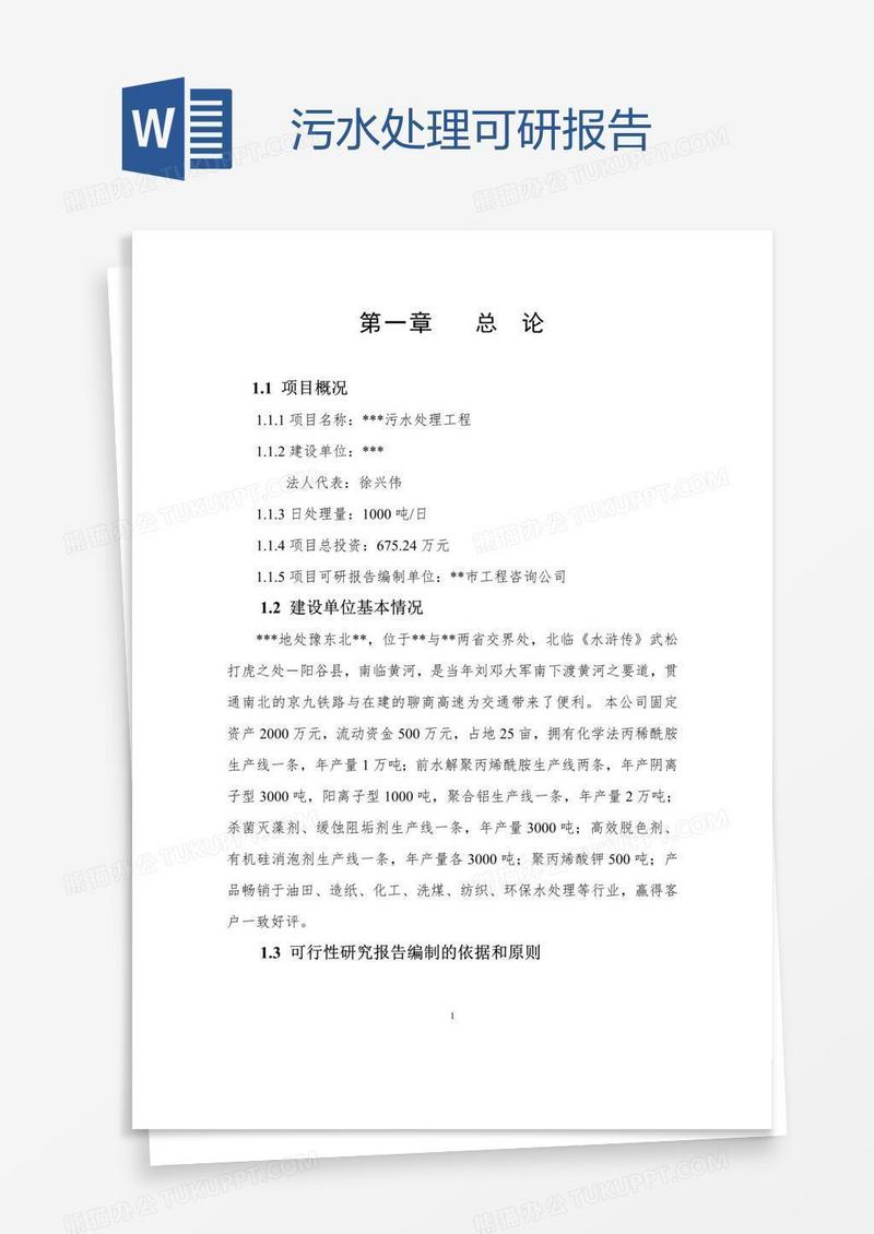 污水处理可研报告