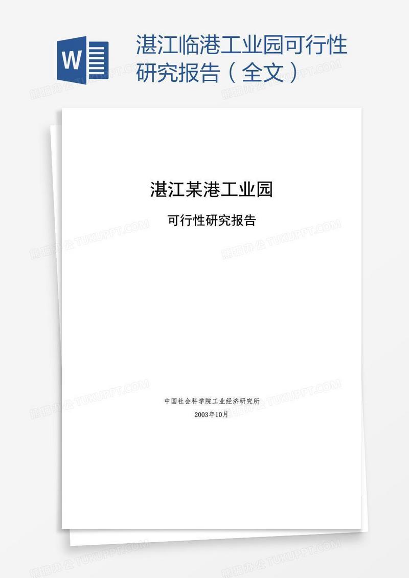 湛江临港工业园可行性研究报告（全文）