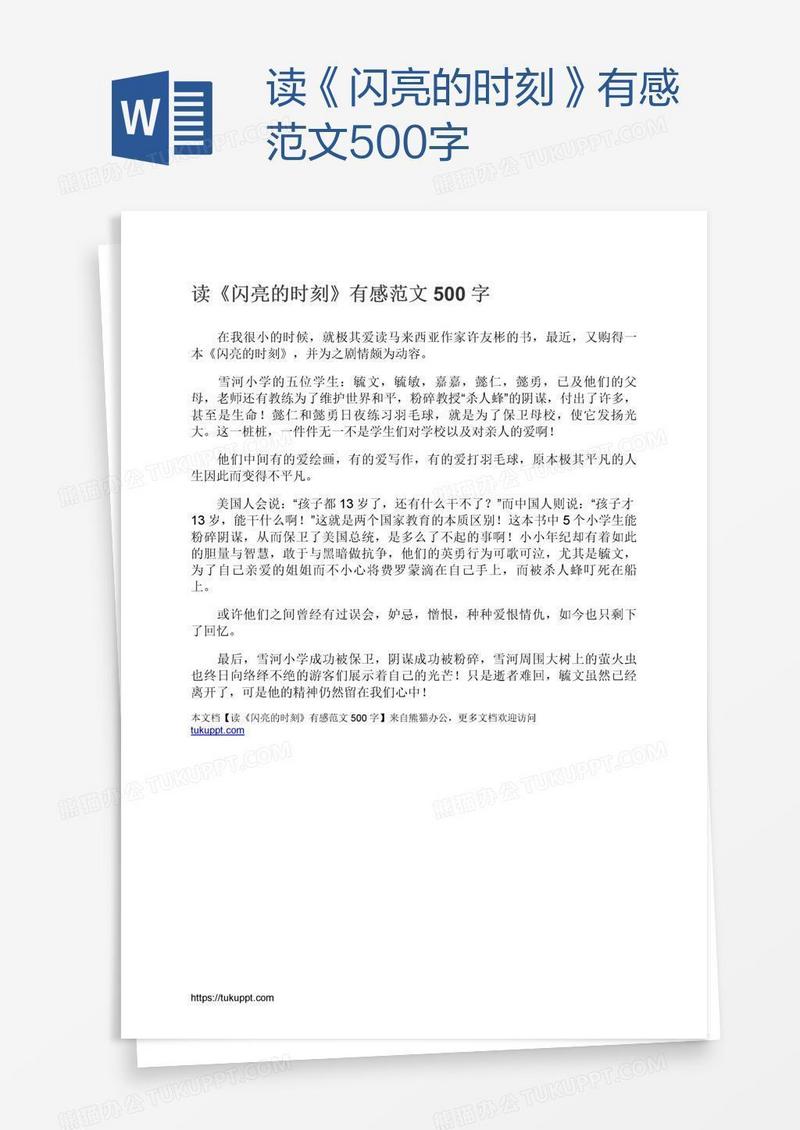 读《闪亮的时刻》有感范文500字