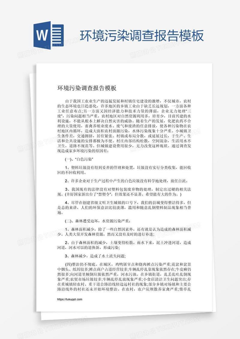环境污染调查报告模板