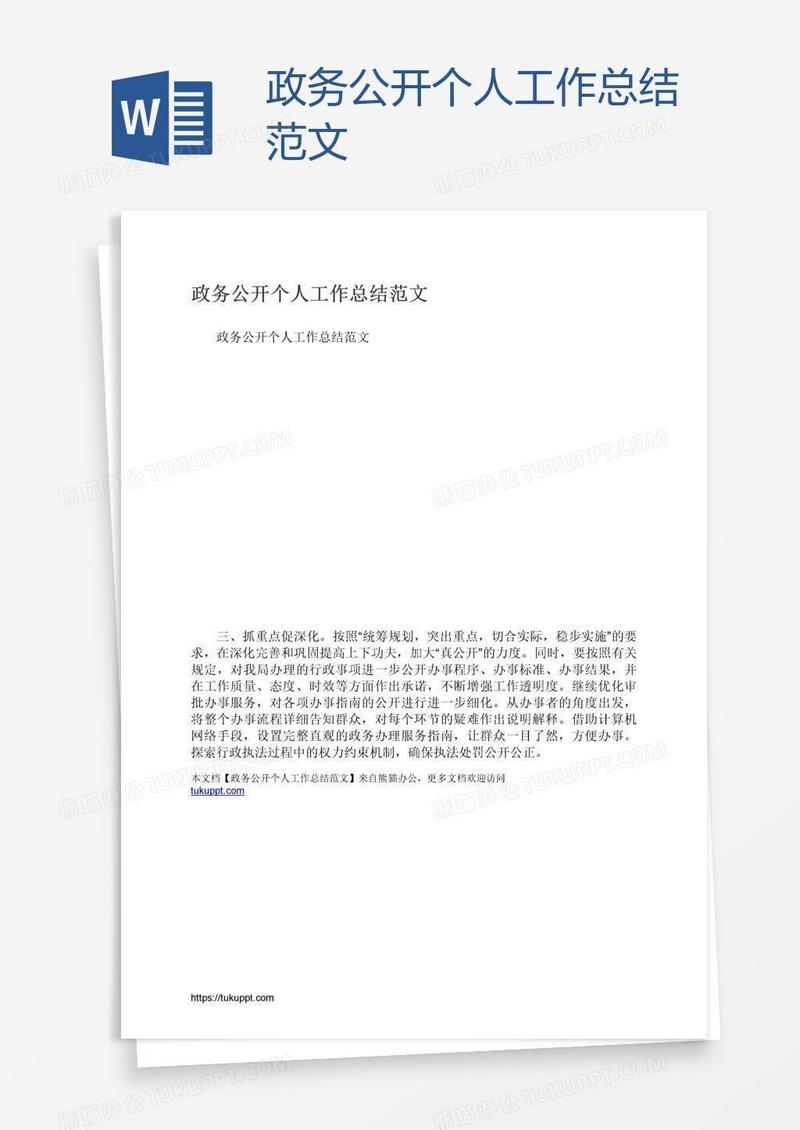 政务公开个人工作总结范文
