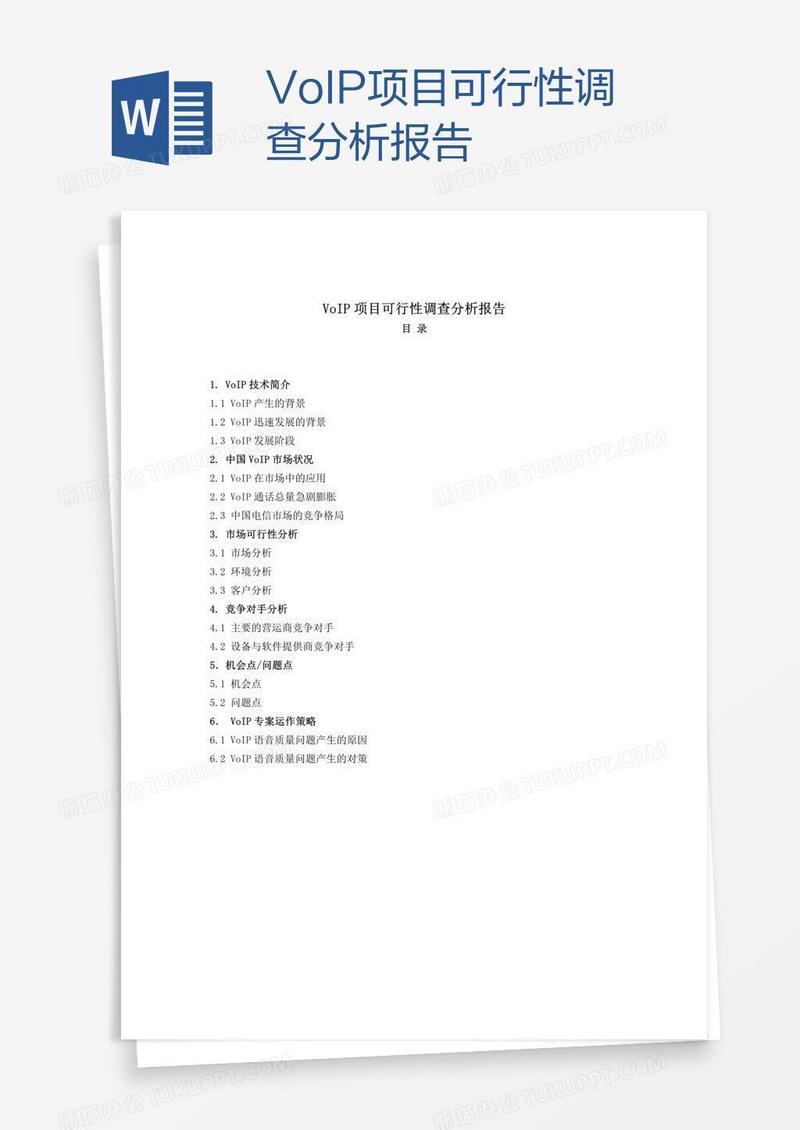 VoIP项目可行性调查分析报告