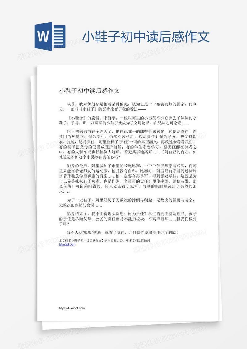 小鞋子初中读后感作文