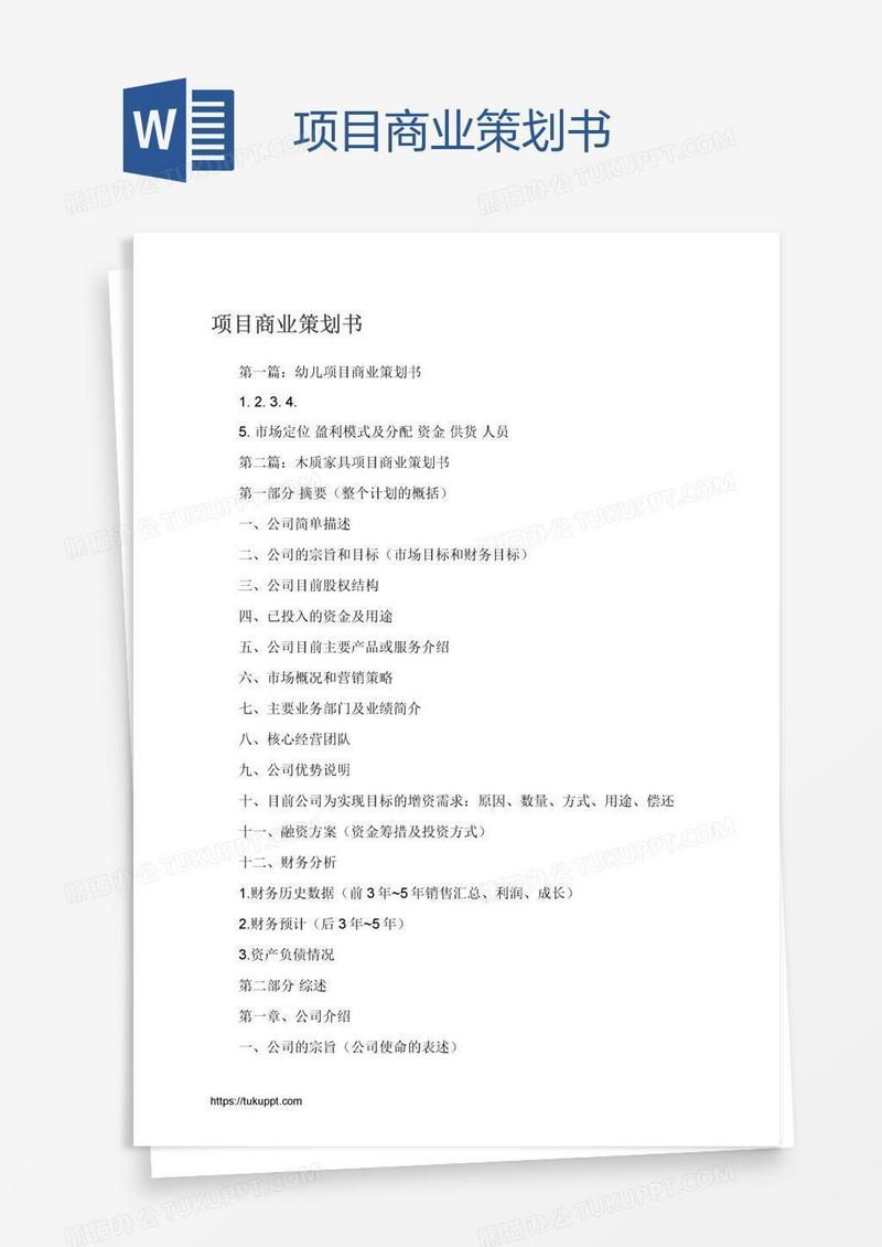 项目商业策划书