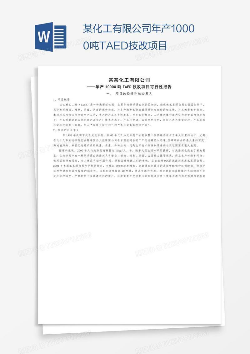 某化工有限公司年产10000吨TAED技改项目