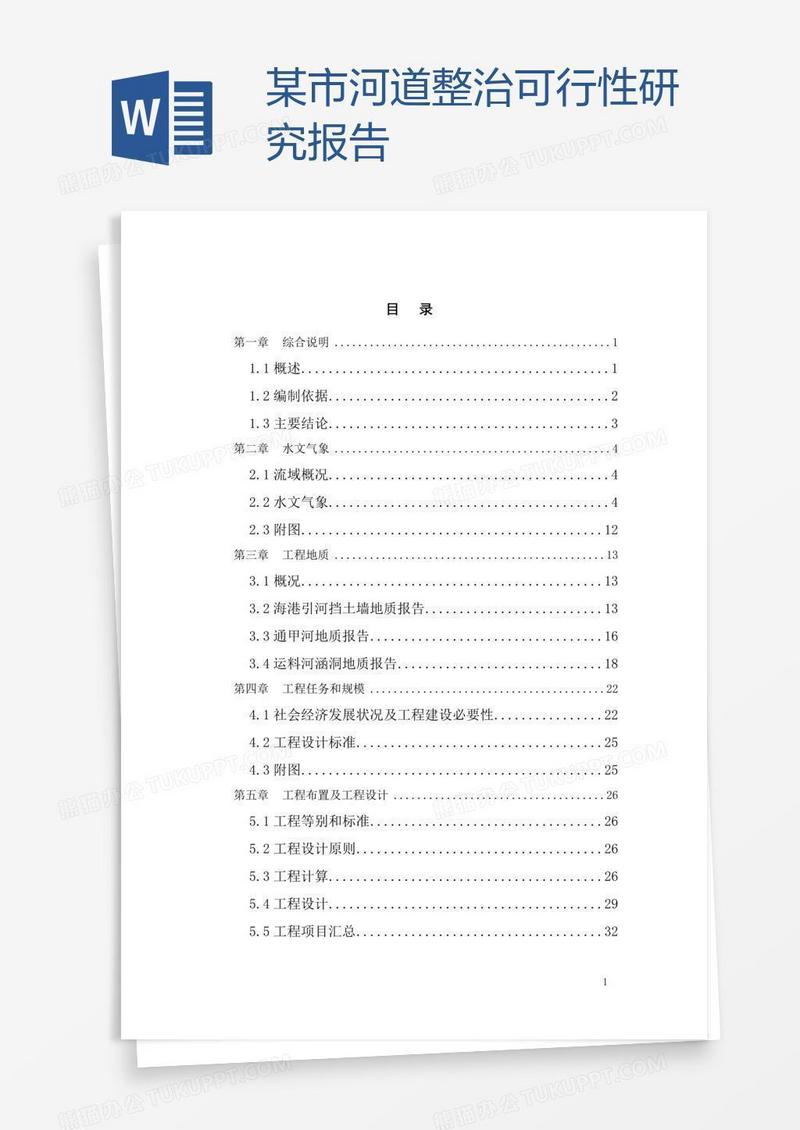 某市河道整治可行性研究报告